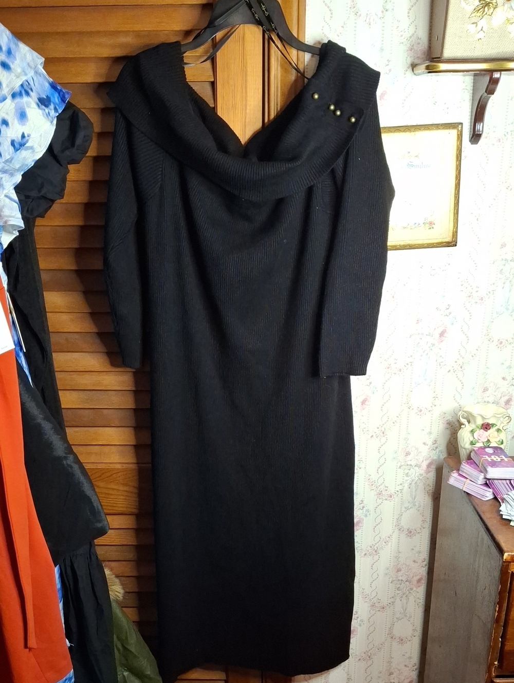 Jessica Simpson Black Sweater Aaryn Off Shoulder Dress 2X NWT